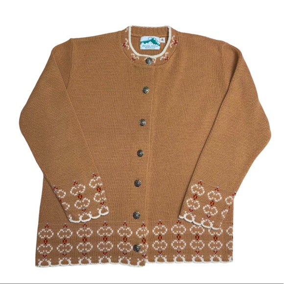 Vintage WOOLRICH Cardigan Sweater Womens M Knit Button 38 Brown Cottagecore Gran
